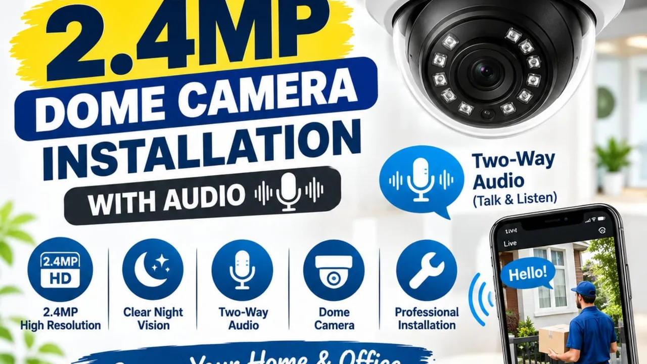 2.4 MP Dome camera installation with audio 