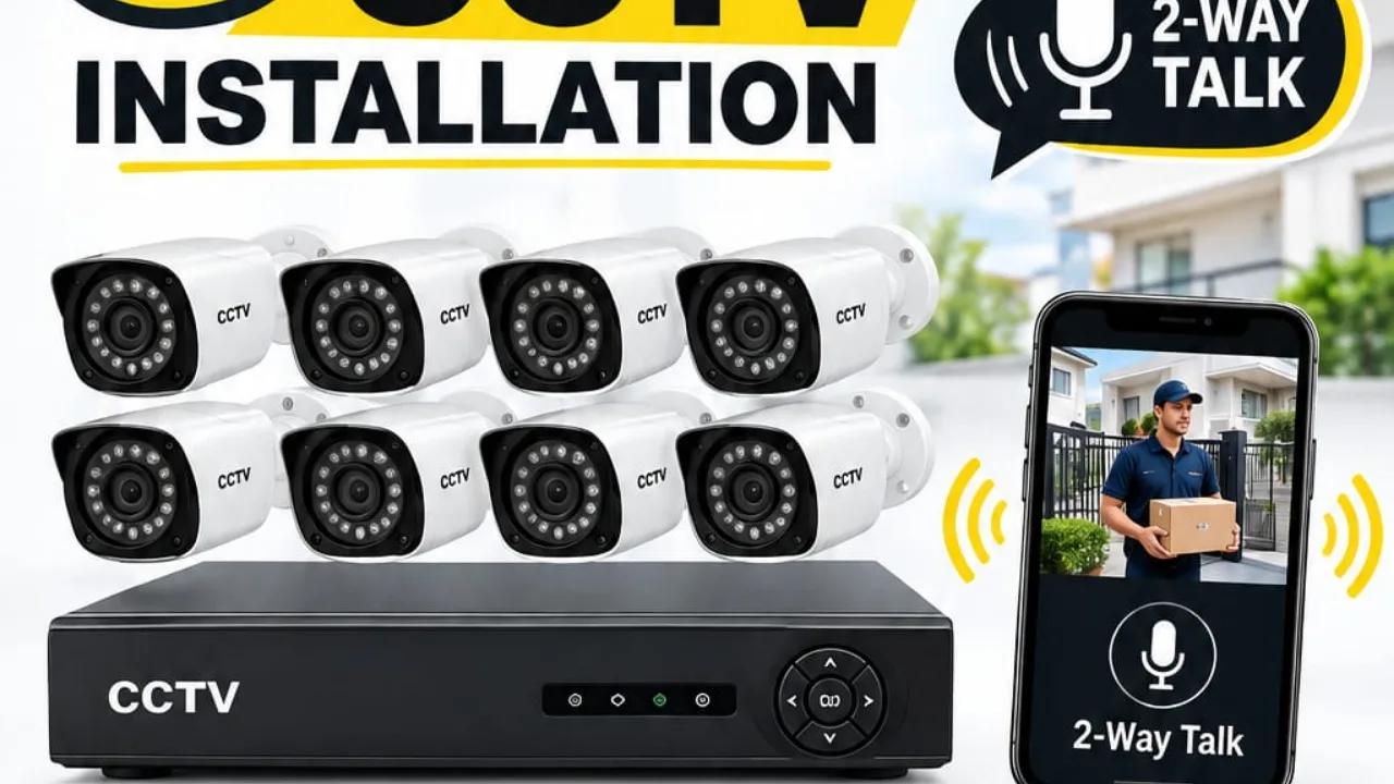 8 Camera CCTV Installation with 2-way talk 