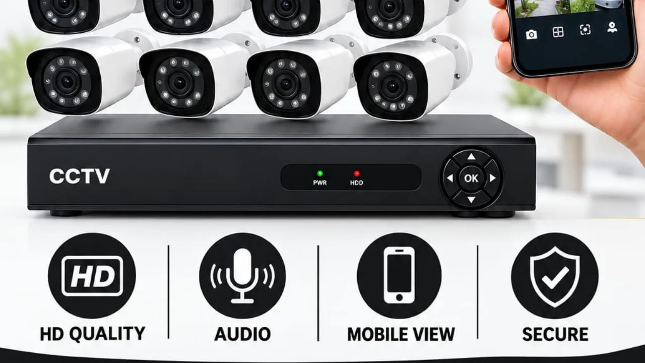 8 CCTV Dome camera installation with audio