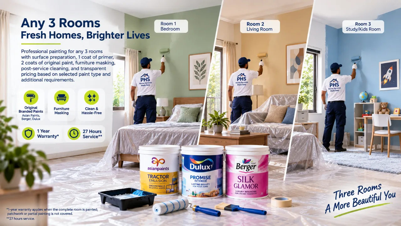 Any  3 rooms painting  
