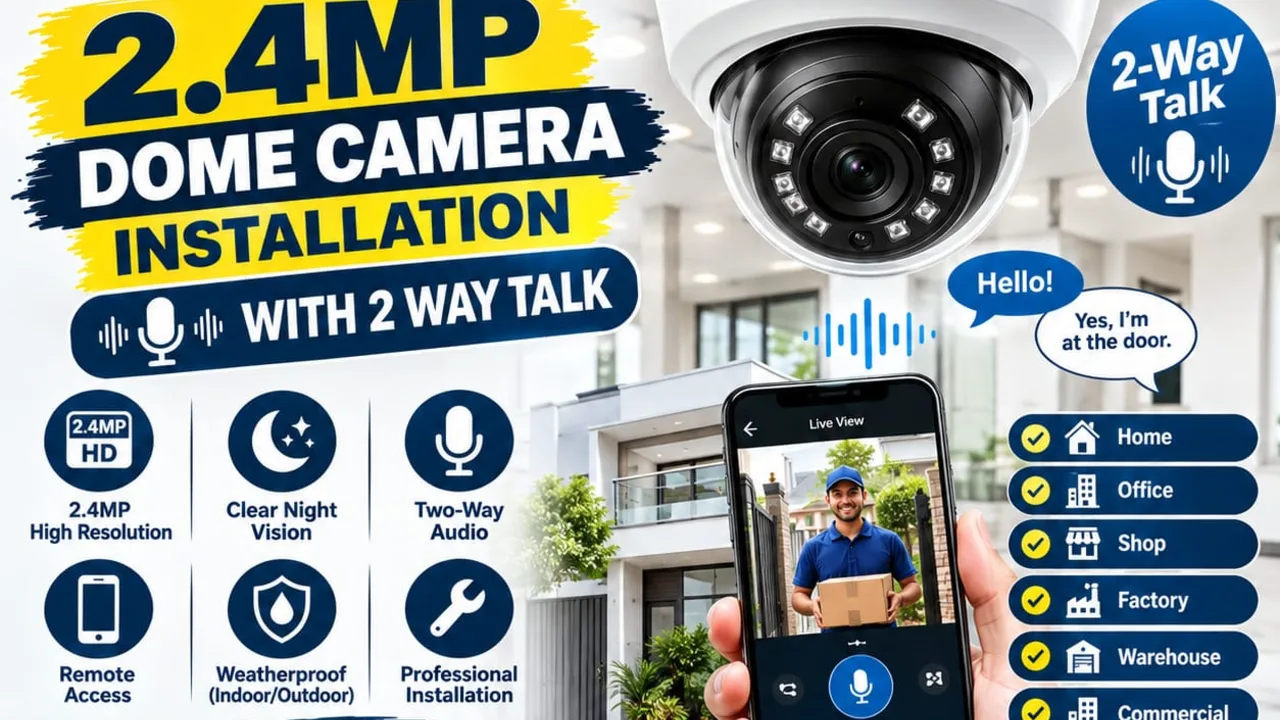 2.4 MP Dome camera installation with 2-way talk 