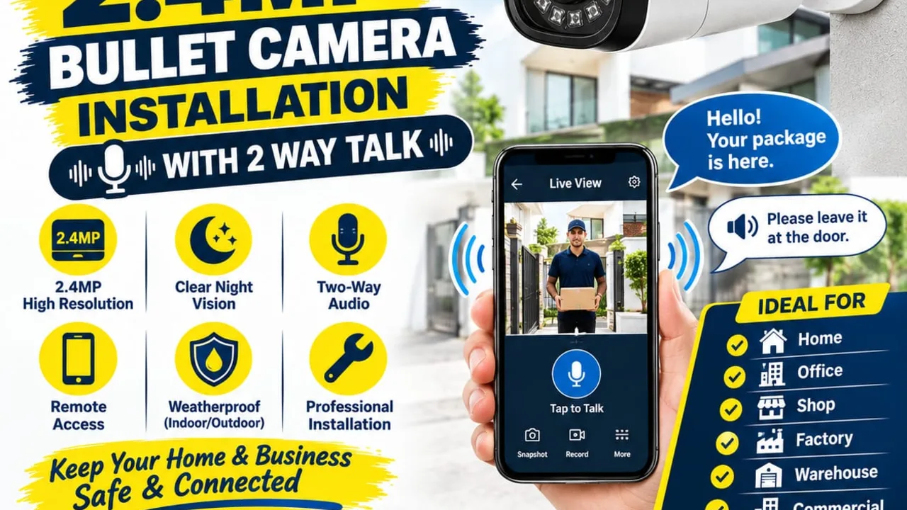 2.4 MP Bullet Camera Installation with 2-Way talk 